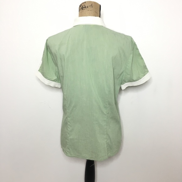 St. John Sage Green White Button Up Polo Shirt - Picture 4 of 8